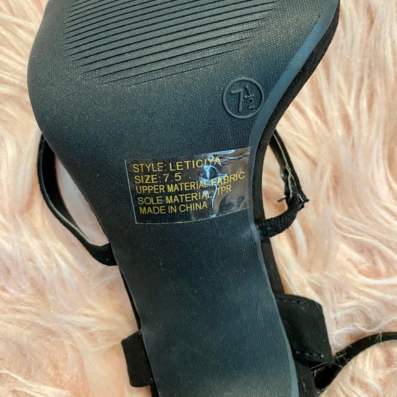 Leticiya Black Suede Ankle-Strap high heel Sandals - Picture 4 of 4